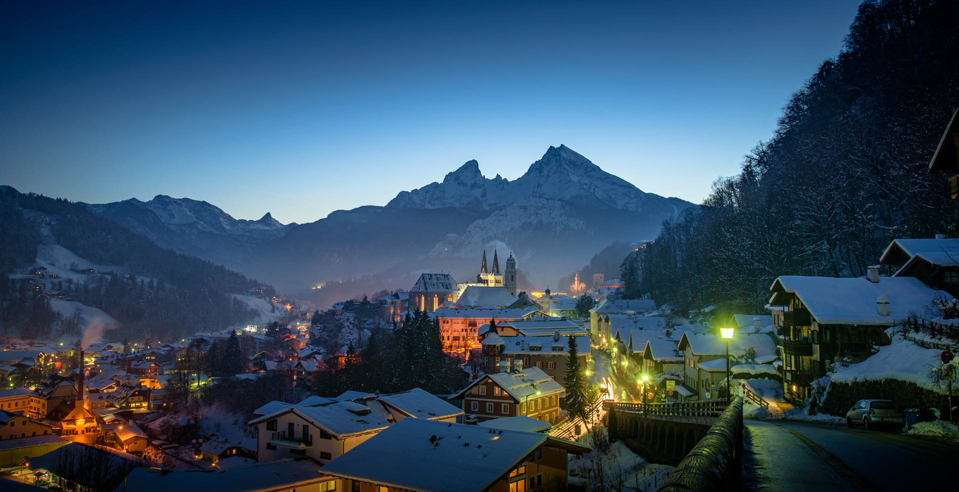 Haus Alpengruss Bischofswiesen, Markt Berchtesgaden im Winter Nachtaufnahme